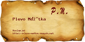 Plevo Mátka névjegykártya
